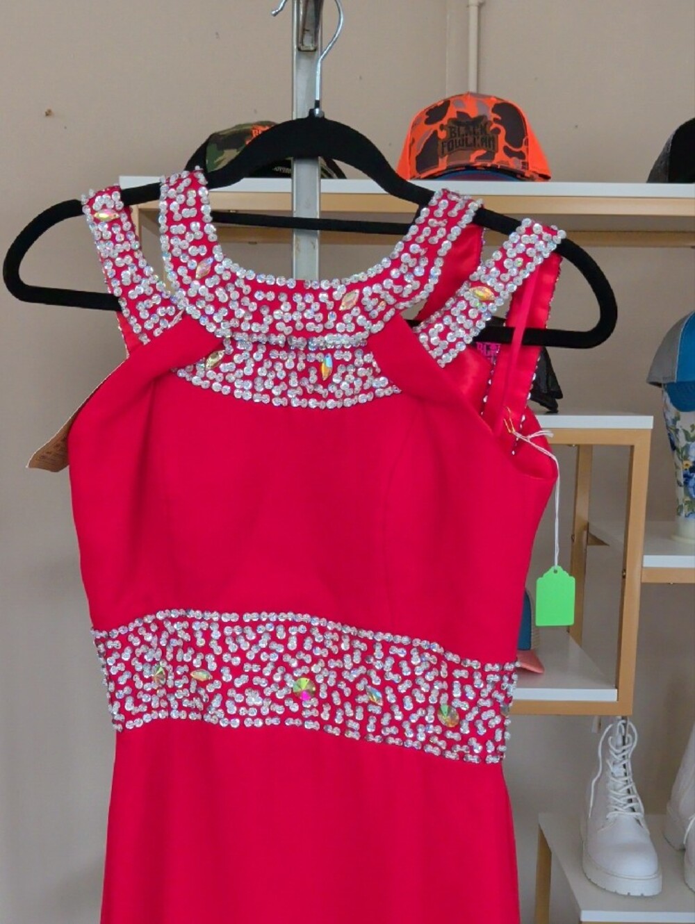 Rhinestoned Bright Red Formal Gown/ Pageant Dress - Picture 4 of 4